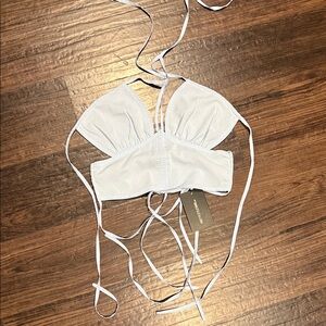 PrettyLittleThing White Strappy Crop Top